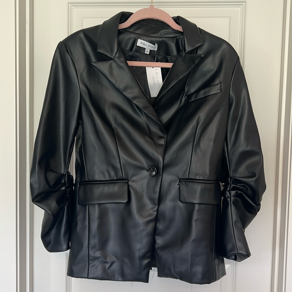 NWT Willa Story Black Parker Vegan Blazer Size Small